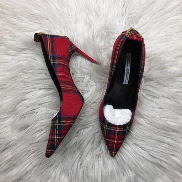 Brian Atwood Red Plaid Heels - Picture 2 of 8